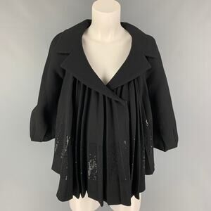 GIAMBATTISTA VALLI Size XS Black Virgin Wool Pleated Jacket